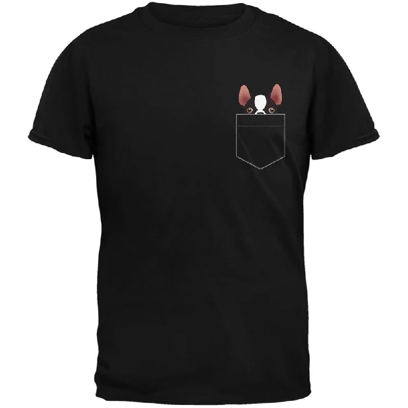 Hunting T-ShirtsBoston Terrier Pocket Pet Black Adult T-Shirt