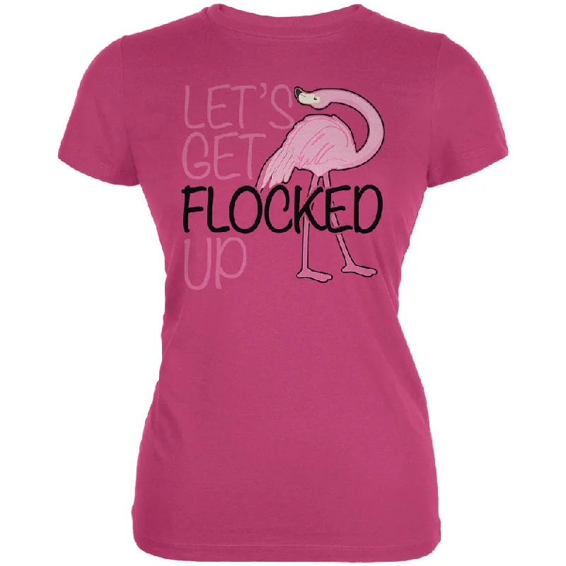 Thermal T-ShirtsFlamingo Let's get Flocked Up Funny Pun Juniors Soft T Shirt