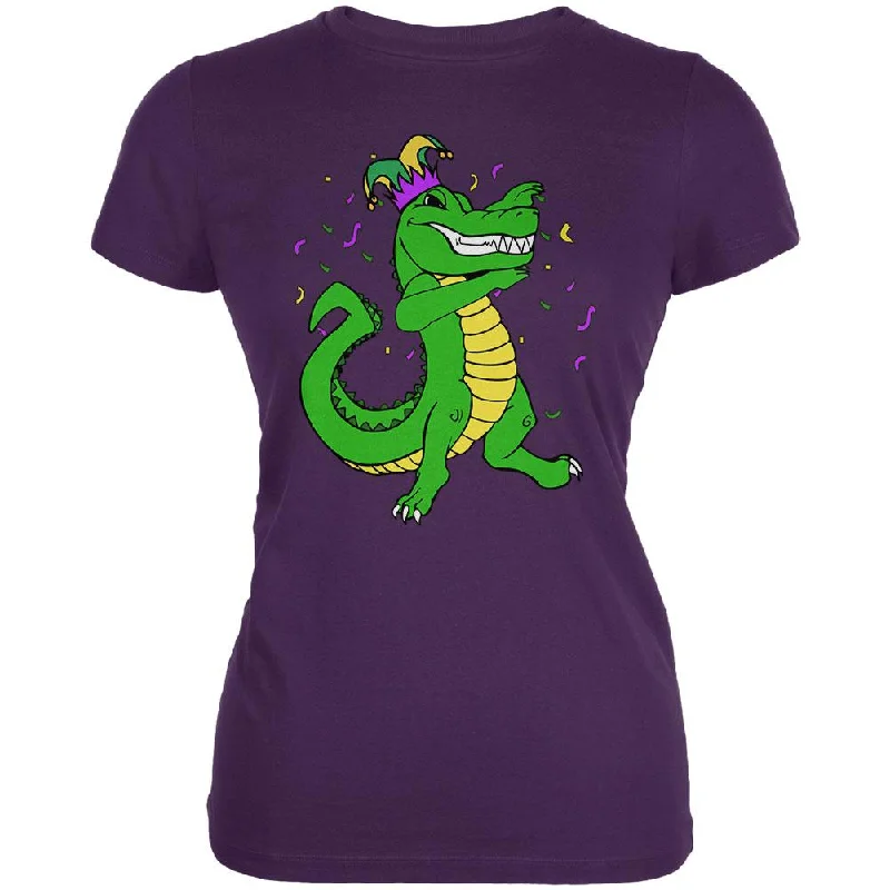 Sheer T-ShirtsMardi Gras Dabbing Alligator Jester Juniors Soft T Shirt