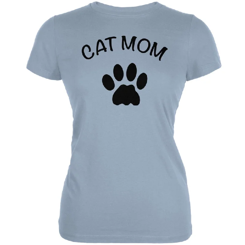 Ribbed Cuff T-ShirtsMother's Day - Cat Mom Light Blue Juniors Soft T-Shirt