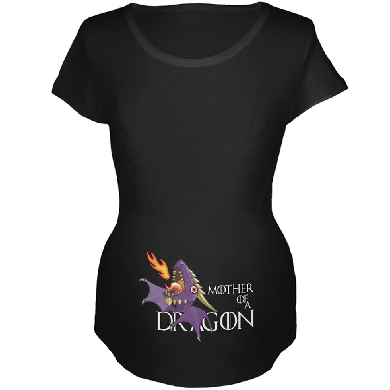 College T-ShirtsMother of a Dragon Cute Purple Fire Maternity Soft T Shirt