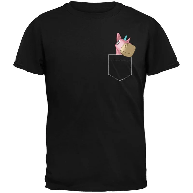 Outdoor T-ShirtsPocket Pet Unicorn Black Adult T-Shirt