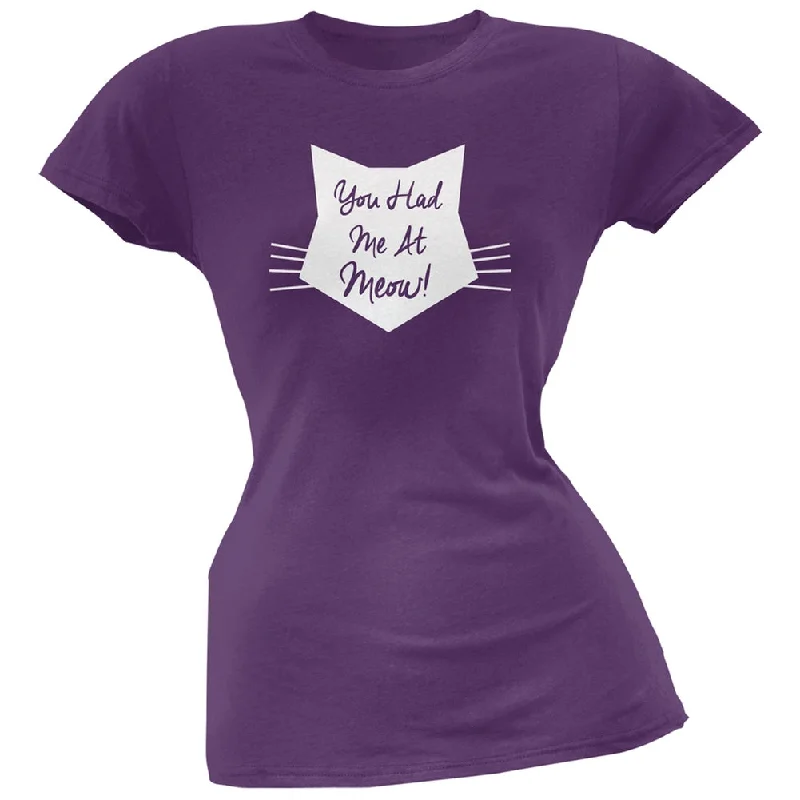 Studded T-ShirtsValentine's Day - You Had Me At Meow Purple Soft Juniors T-Shirt