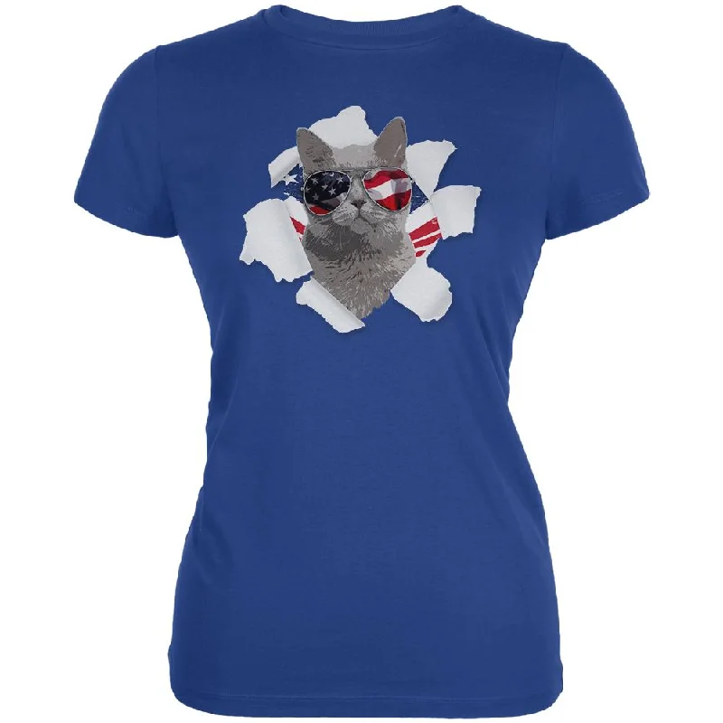 Tie-Dye T-Shirts4th of July Meowica Americat Patriot Juniors Soft T Shirt