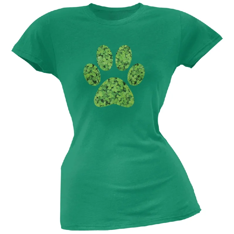 Blended Fabric T-ShirtsSt. Patricks Day - Dog Paw Kelly Green Soft Juniors T-Shirt