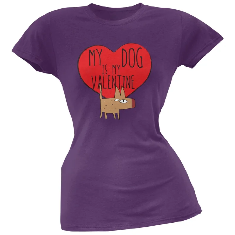 Zippered T-ShirtsValentine's Day - My Dog Is My Valentine Purple Soft Juniors T-Shirt