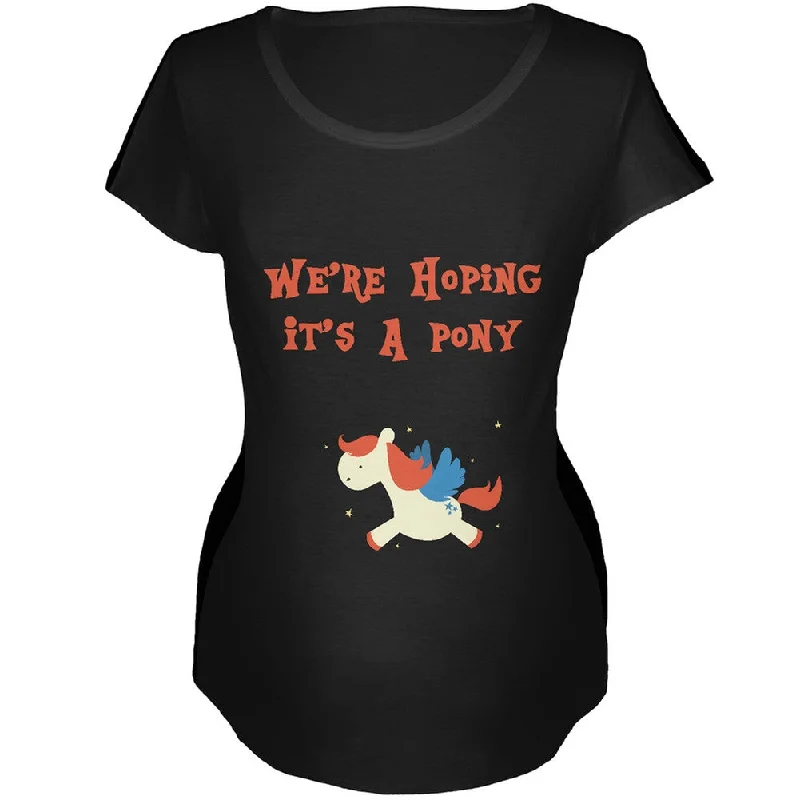 Lounge T-ShirtsWe're Hoping It's a Pony Black Maternity Soft T-Shirt