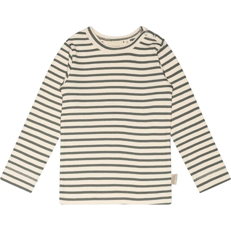 Glitter T-ShirtsPetit Piao® Balsam Green/Off White T-shirt Modal Striped