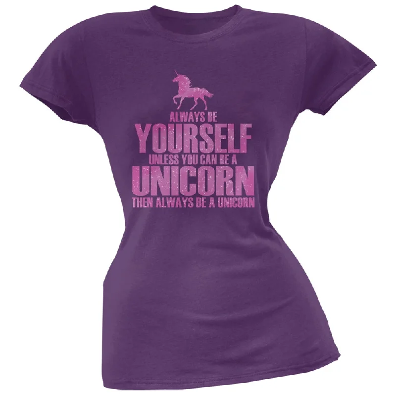 Limited Edition T-ShirtsAlways Be Yourself Unicorn Purple Juniors Soft T-Shirt