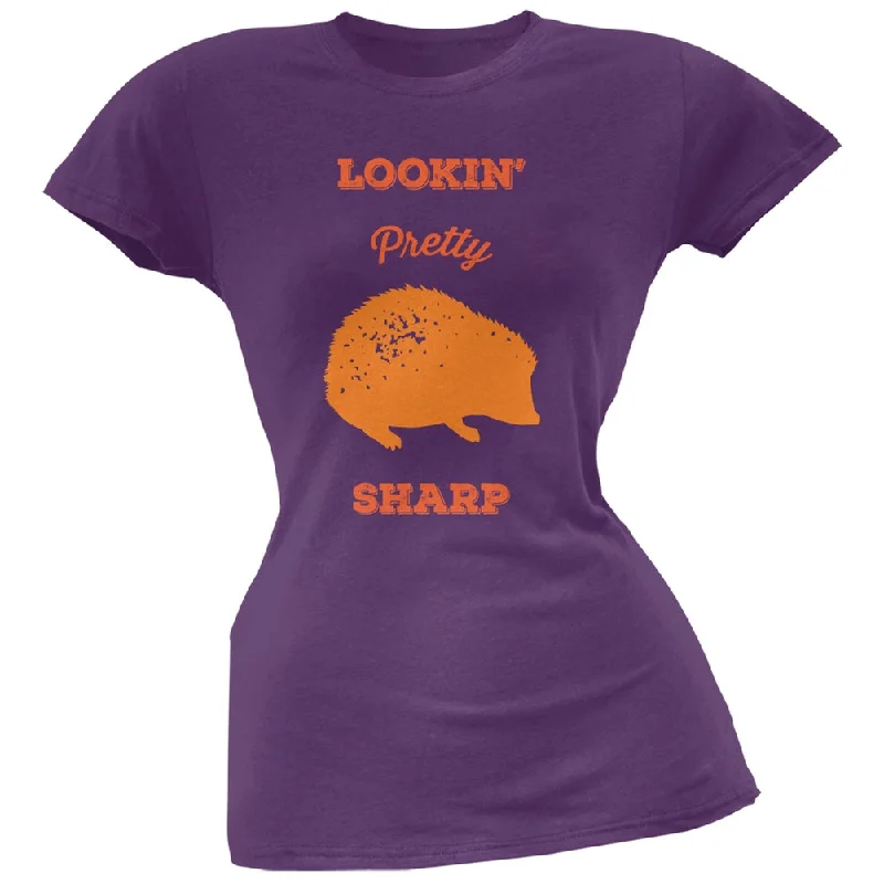 Punk T-ShirtsPAWS - Hedgehog Lookin' Pretty Sharp Purple Soft Juniors T-Shirt