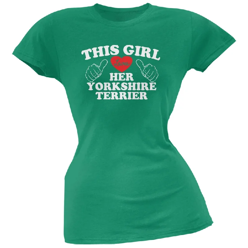 Urban T-ShirtsThis Girl Loves Her Yorkshire Terrier Green Soft Juniors T-Shirt