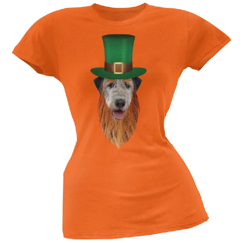 Distressed T-ShirtsSt. Patricks Day - Irish Wolfhound Leprechaun Orange Soft Juniors T-Shirt