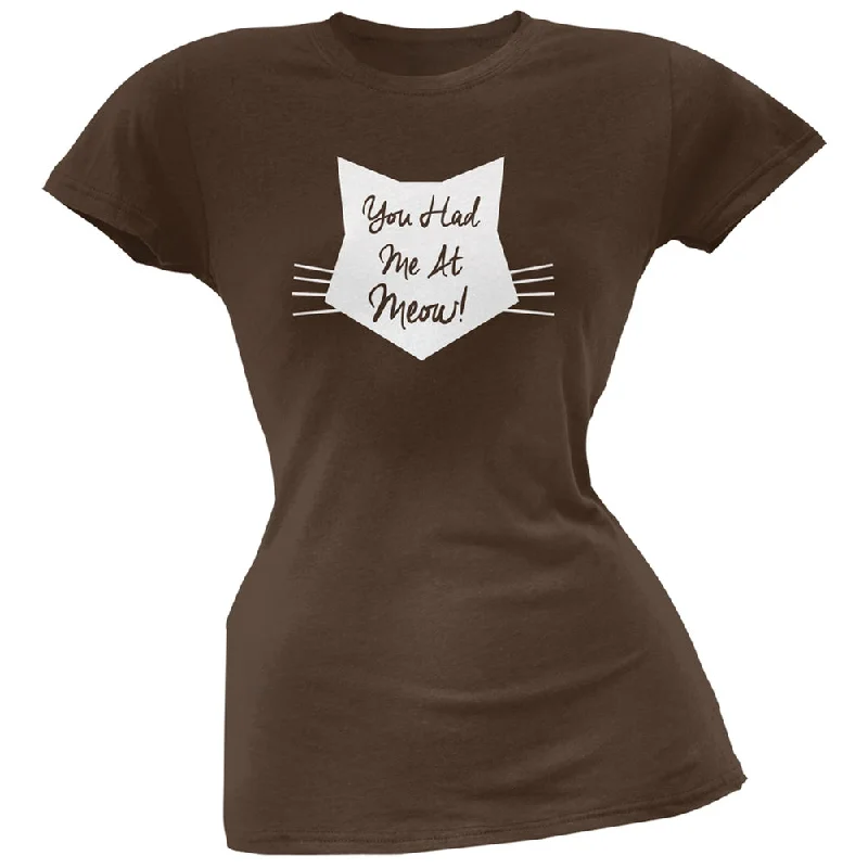 Beaded T-ShirtsValentine's Day - You Had Me At Meow Brown Soft Juniors T-Shirt