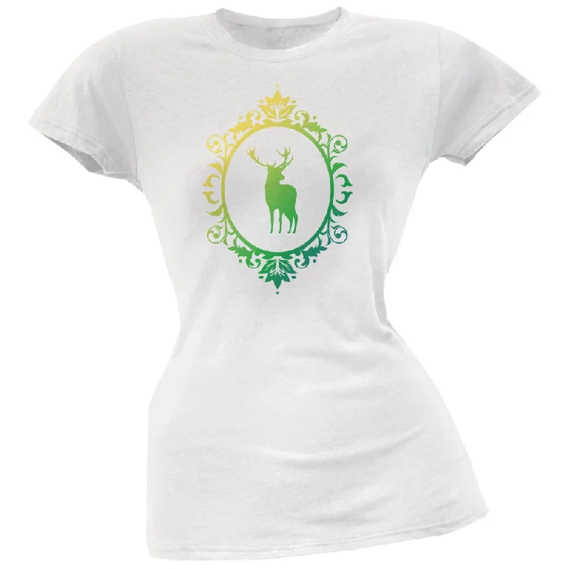 Oversized T-ShirtsDeer Silhouette White Soft Juniors T-Shirt