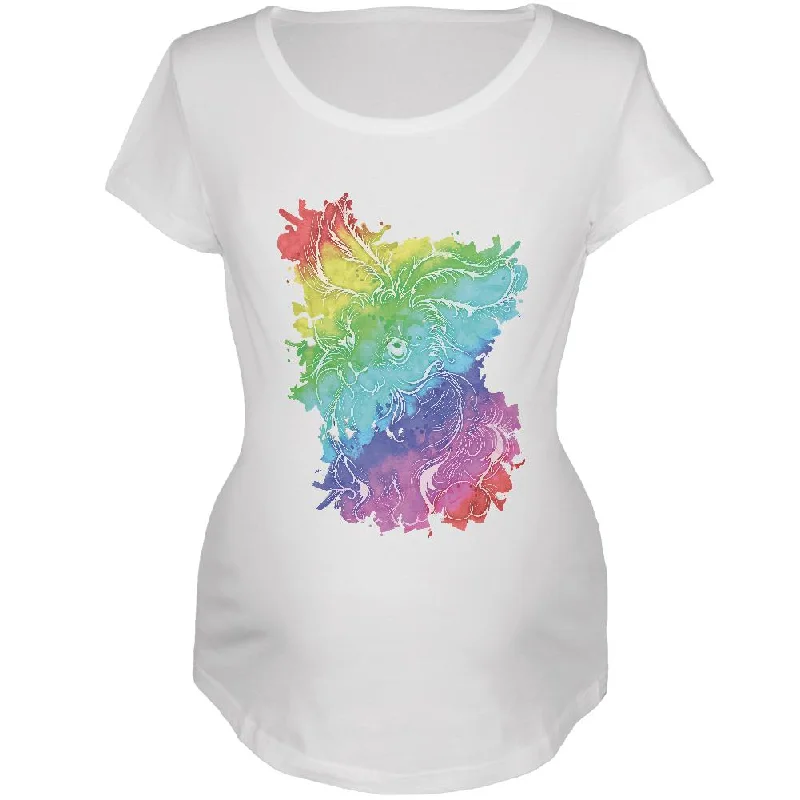 Sequined T-ShirtsRainbow Watercolor Easter Bunny Maternity Soft T Shirt