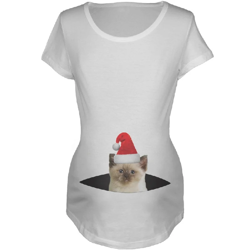 Gym T-ShirtsPeeking Kitten Women's Maternity T-Shirt