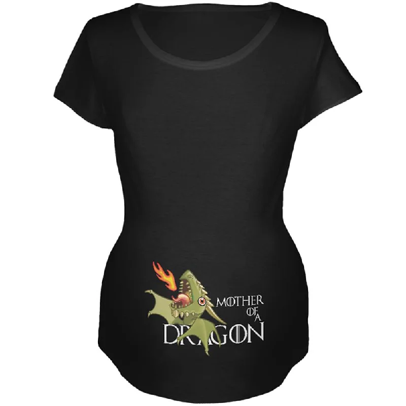 Sports Team T-ShirtsMother of a Dragon Cute Green Fire Maternity Soft T Shirt