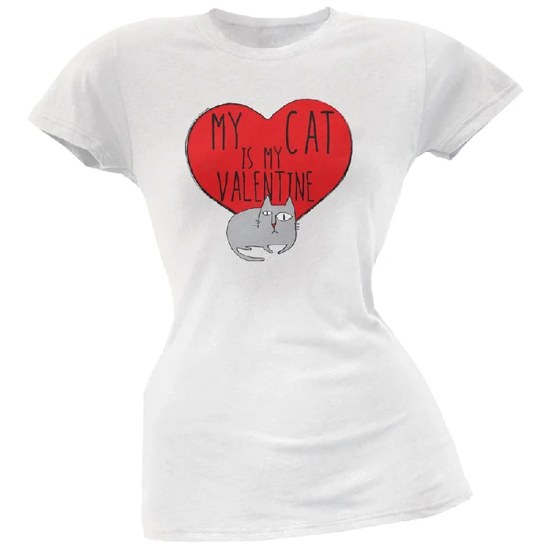 Collaborative T-ShirtsValentine's Day - My Cat Is My Valentine White Soft Juniors T-Shirt