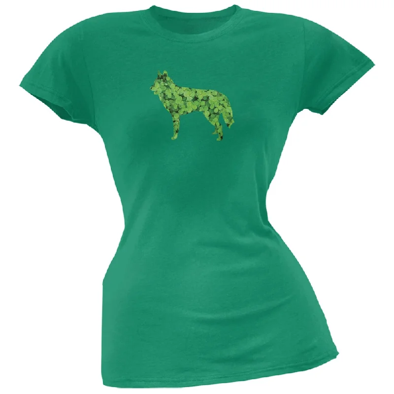 Metallic T-ShirtsSt. Patricks Day - Siberian Husky Shamrock Kelly Green Soft Juniors T-Shirt