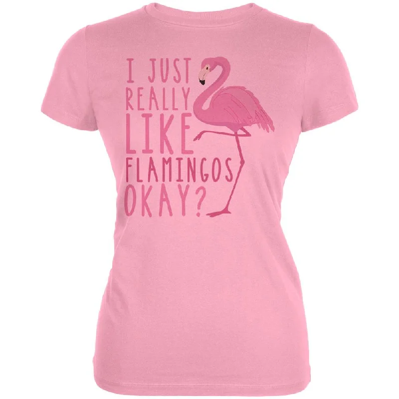 Scoop Neck T-ShirtsI Just Really Like Flamingos Juniors Soft T Shirt