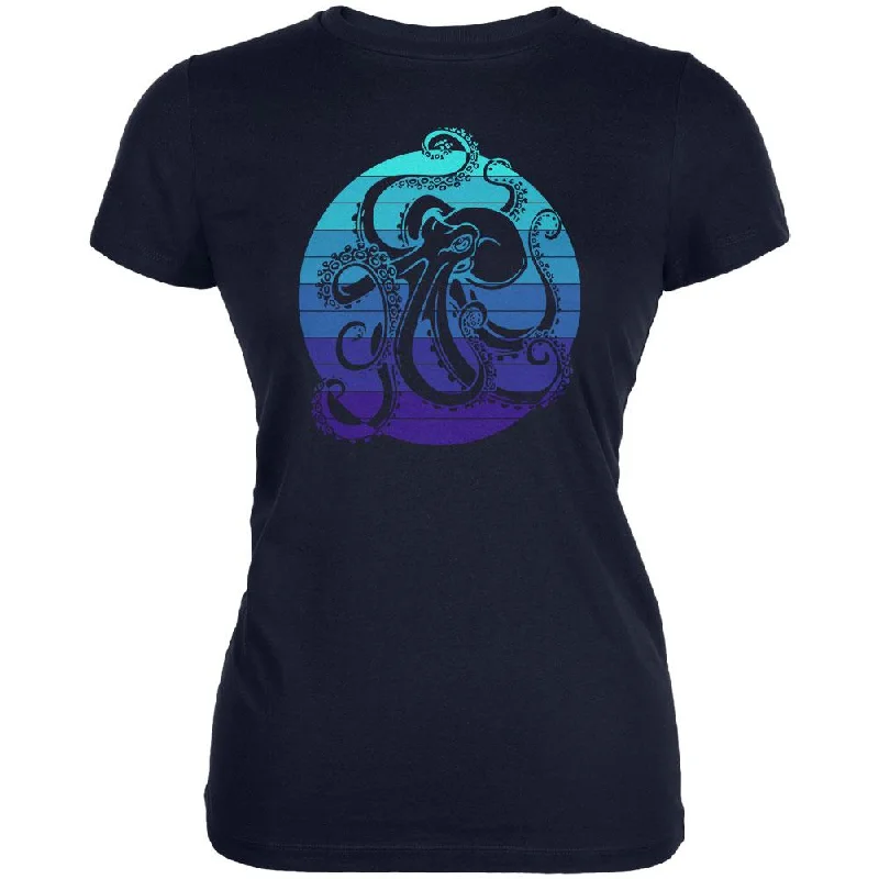 Minimalist T-ShirtsKraken Octopus Ocean Retro Sunset Circle Juniors Soft T Shirt