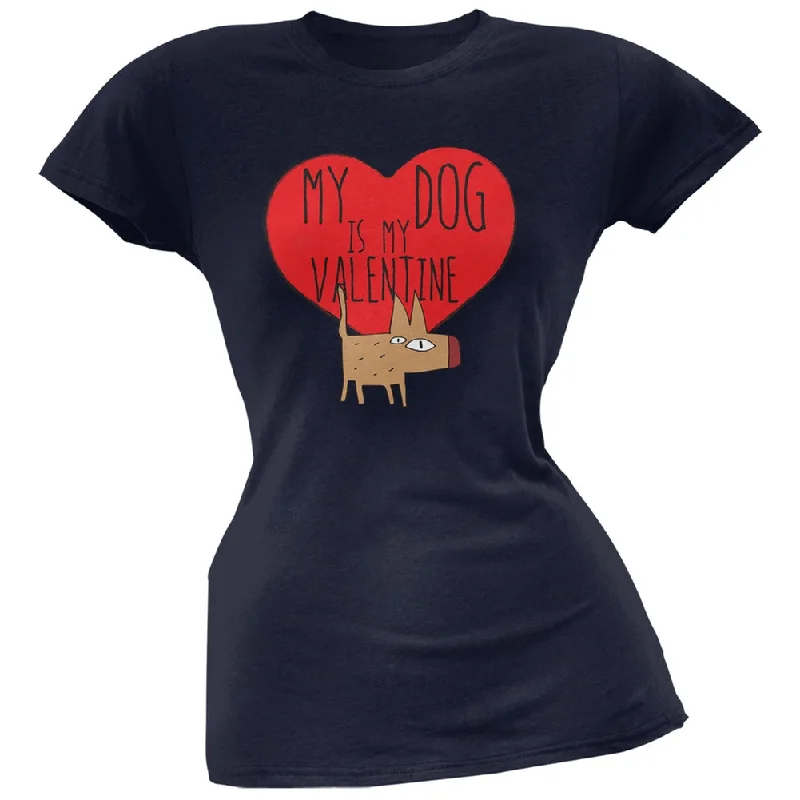 Pocket T-ShirtsValentine's Day - My Dog Is My Valentine Navy Soft Juniors T-Shirt