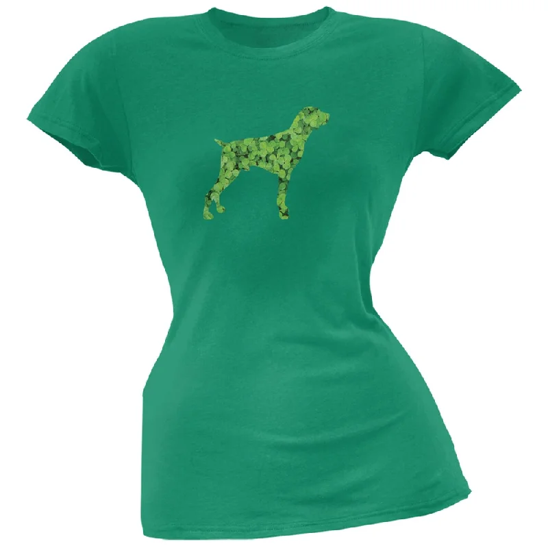 Velvet T-ShirtsSt. Patricks Day - German Shorthaired Shamrock Kelly Green Soft Juniors T-Shirt