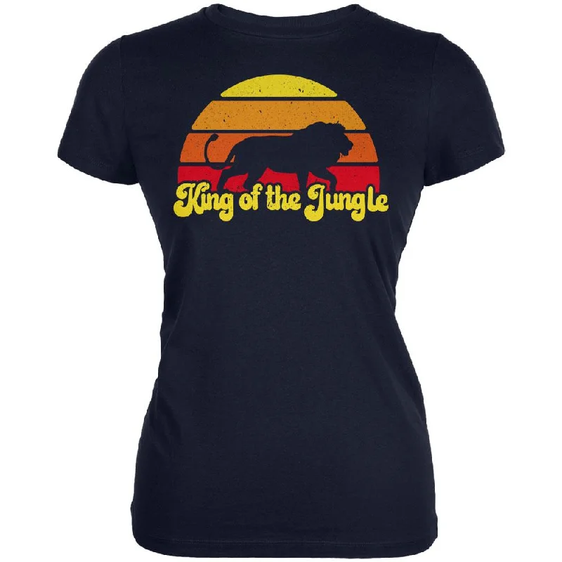 Fleece T-ShirtsKing Of The Jungle Lion Retro Sun Juniors Soft T Shirt