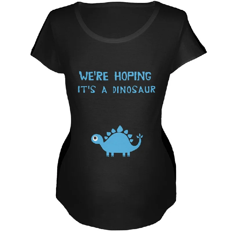 Waterproof T-ShirtsWe're Hoping It's a Dinosaur Boy Black Maternity Soft T-Shirt