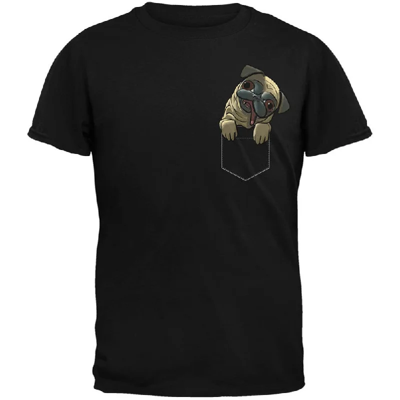 Yoga T-ShirtsPocket Pet Pug Black Adult T-Shirt