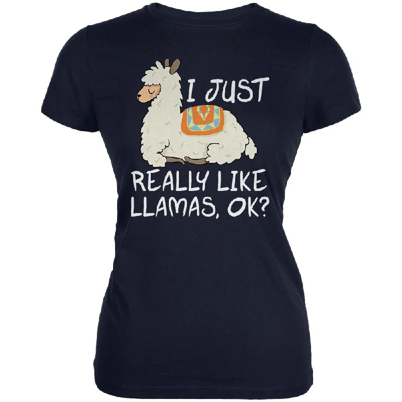 Slim Fit T-ShirtsI Just Really Like Llamas Ok Cute Juniors Soft T Shirt