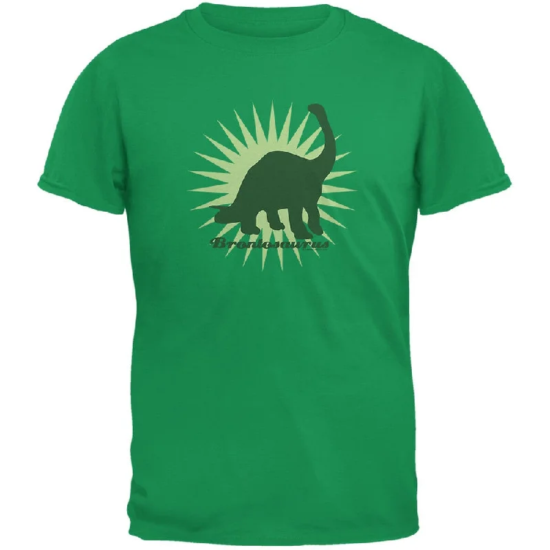 Plush T-ShirtsSunburst Brontosaurus Irish Green Adult T-Shirt