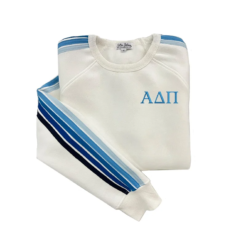 CrewneckfabricAlpha Delta Pi 5 Stripe Crewneck Sweatshirt