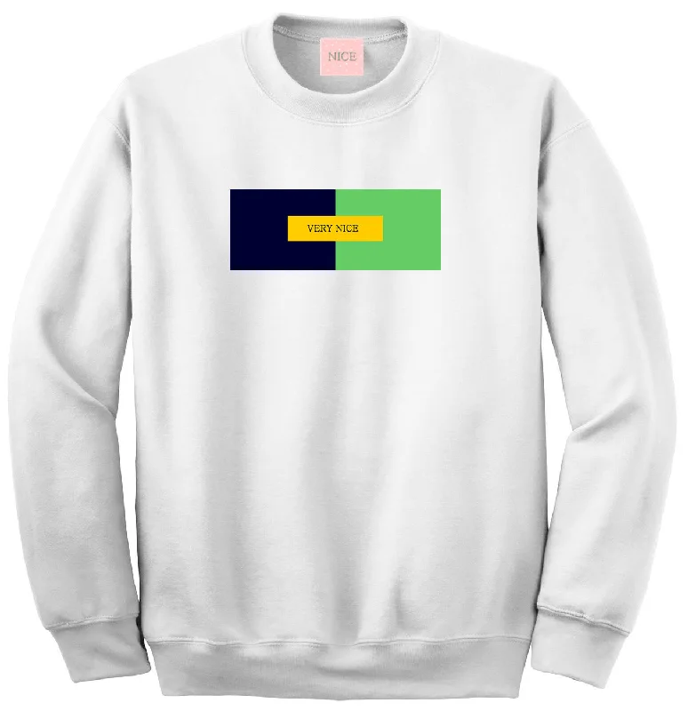 CrewneckunityVery Nice Color Block Logo Boyfriend Crewneck Sweatshirt White