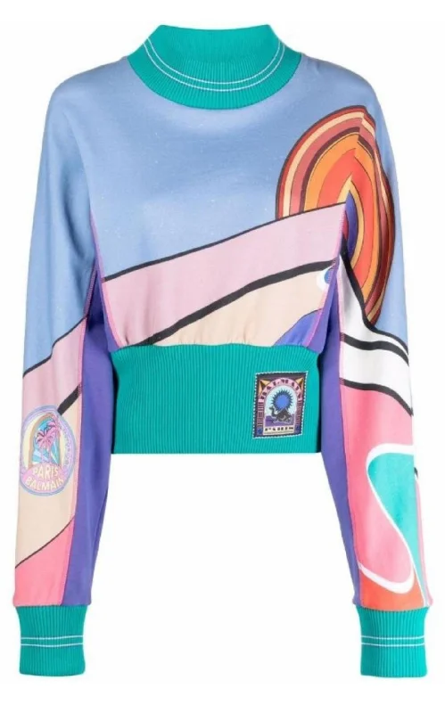 CrewnecksmartGeometric Print Crewneck Sweatshirt