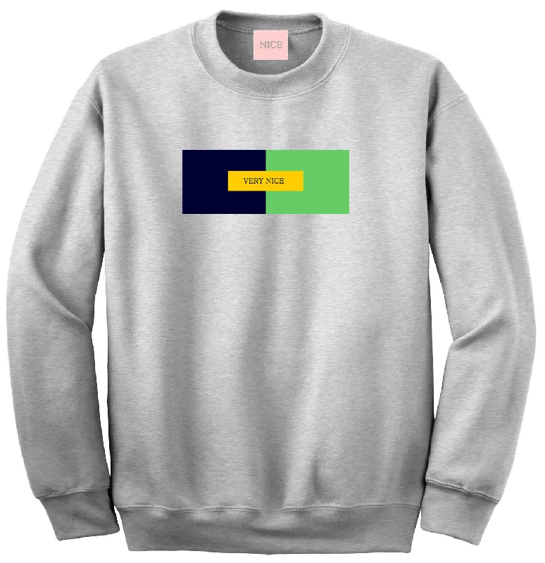 CrewnecktextureVery Nice Color Block Logo Boyfriend Crewneck Sweatshirt Grey