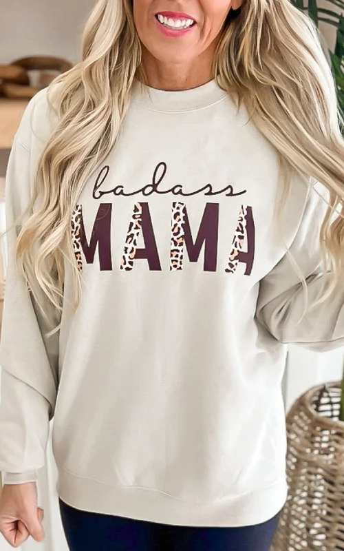 CrewneckgameBadass MAMA Graphic Crewneck Sweatshirt