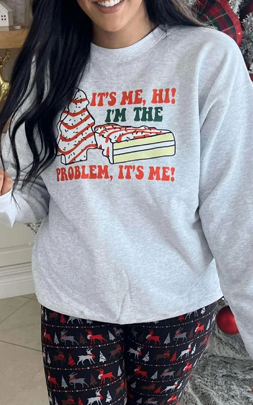 CrewnecklookIt's Me, Hi! I'm the Problem Holiday Heather Grey Graphic Crewneck Sweatshirt