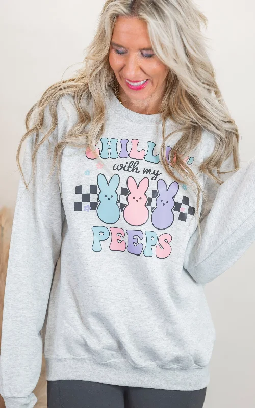 CrewnecklookChilling with My Peeps Graphic Crewneck Sweatshirt