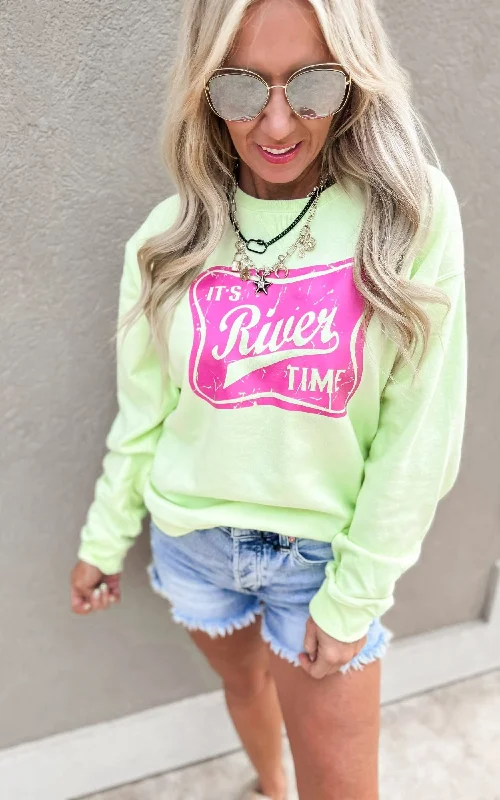 CrewnecklightweightIt's River Time Graphic Crewneck Sweatshirt*