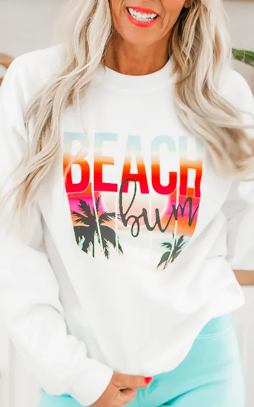 CrewnecklinenSunset Beach Bum Graphic Crewneck Sweatshirt**