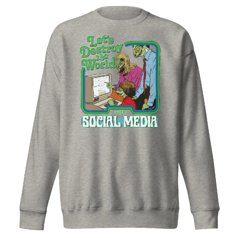 CrewneckidentityLet's Destroy the World with Social Media Lizard People Crewneck Sweatshirt