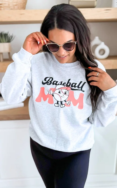 CrewneckwoolBaseball Mom Graphic Crewneck Sweatshirt