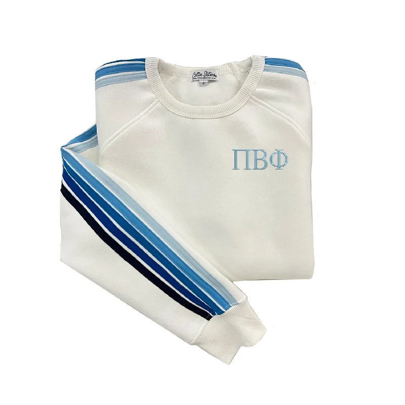 CrewneckcryptoPi Beta Phi 5 Stripe Crewneck Sweatshirt