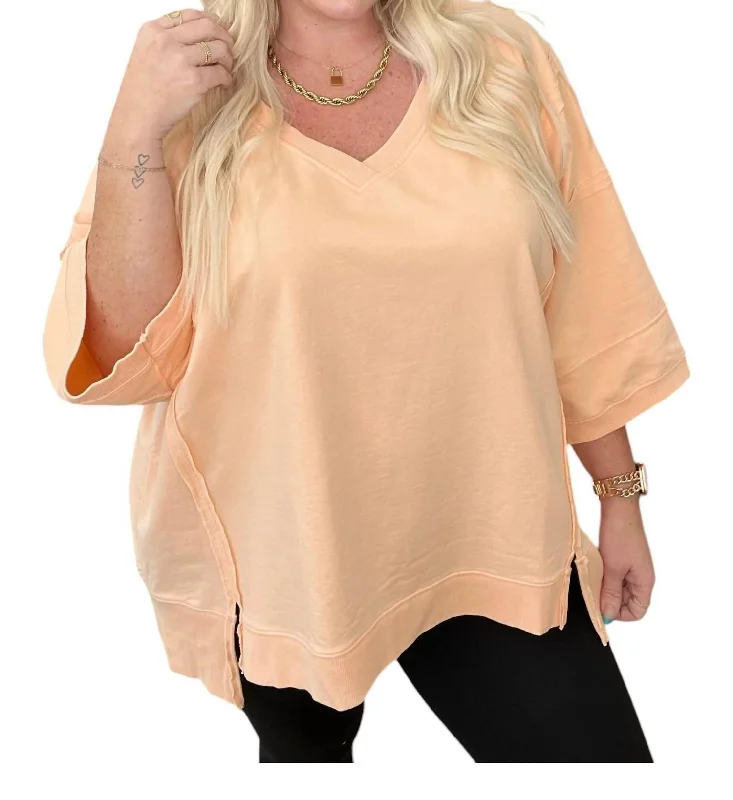 Pullover Blouse Shirt In Orange