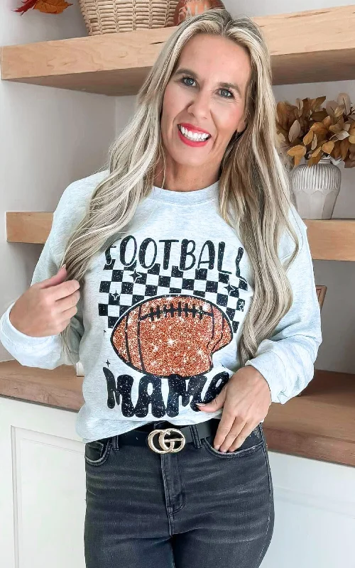 CrewneckstripesFootball Mama Graphic Crewneck Sweatshirt