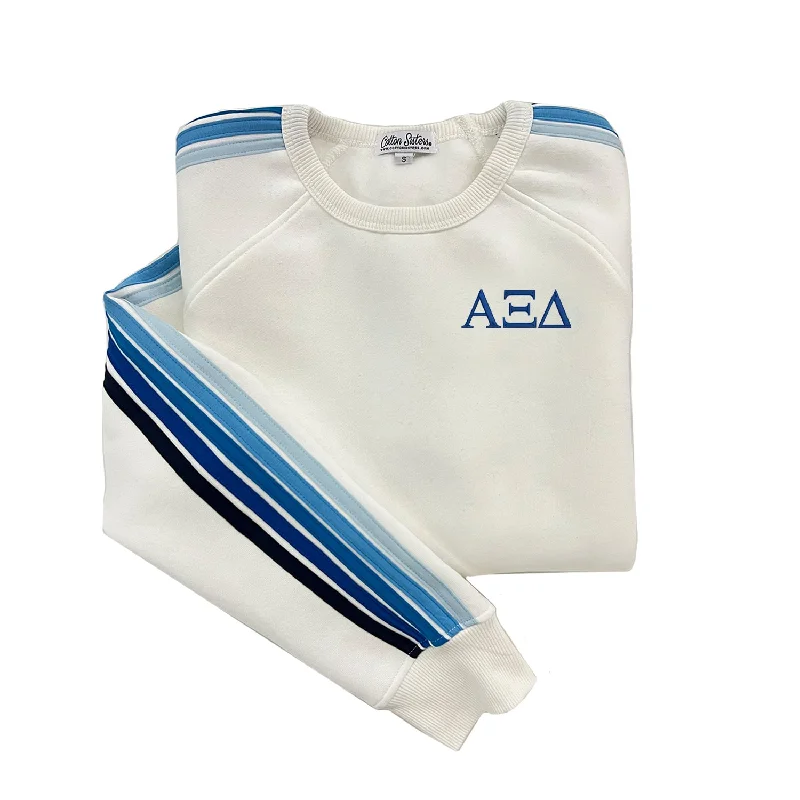 CrewneckwebAlpha Xi Delta 5 Stripe Crewneck Sweatshirt