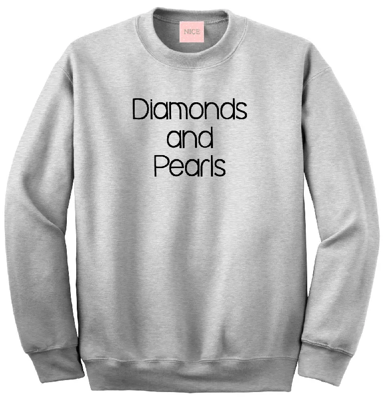 CrewneckcollarVery Nice Diamonds and Pearls Boyfriend Crewneck Sweatshirt Grey