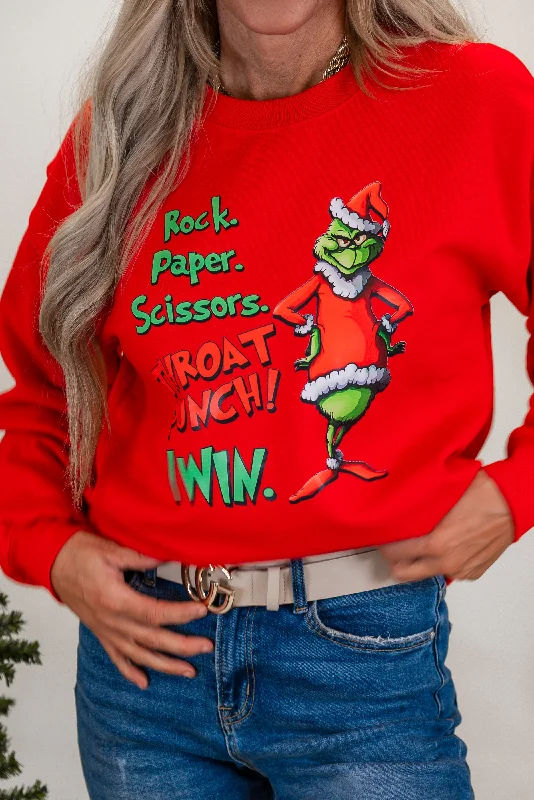 CrewneckhoodieRock Paper Scissors Throat Punch Holiday Graphic Crewneck Sweatshirt