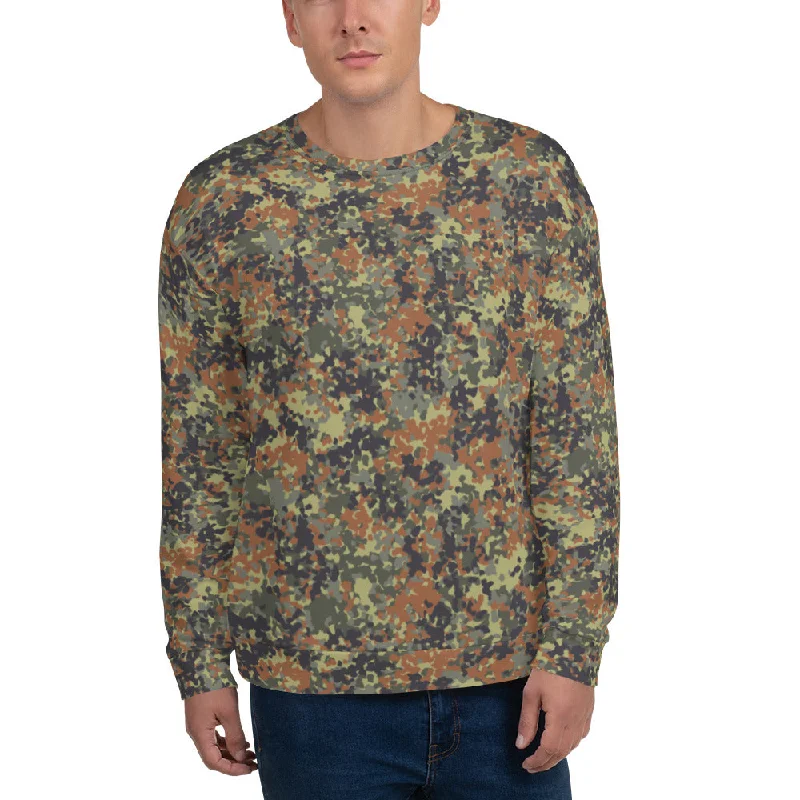 CrewneckprideFlecktarn Reconnaissance Camouflage Brushed Fleece Crewneck Sweatshirt